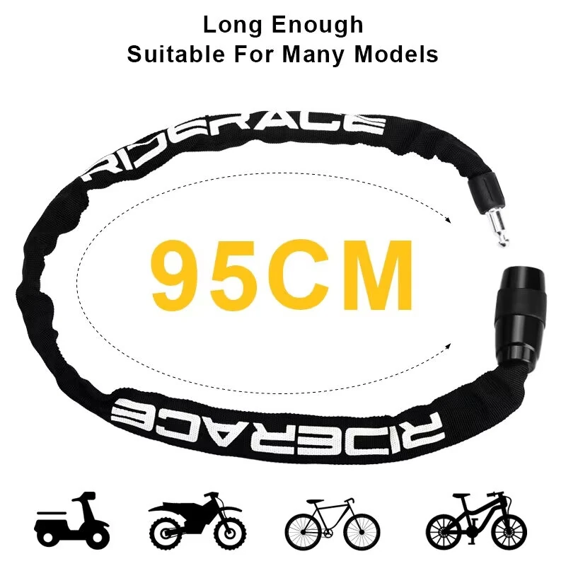 (image for) RIDERACE Bike Chain Lock Portable High Security Anti-Theft Bicycle Lock with 2 Keys for Bicycle Electric Scooter Motorcycle