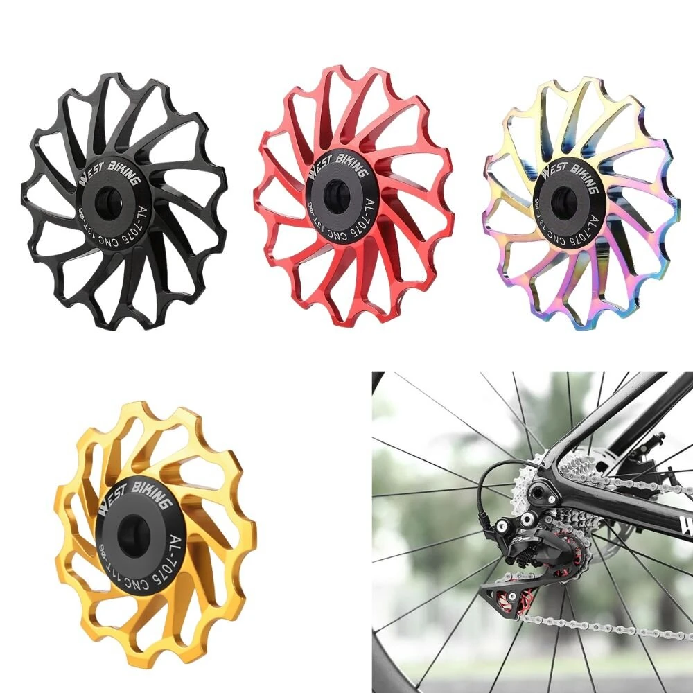 WEST BIKING 3/5 CM Mountain Bicycle Ceramic Rear Dial Guide Wheel 11T 13T Tooth Derailleur Aluminum Alloy Perrin Bearing Tension Wheel (image for) WEST BIKING 3/5 CM Mountain Bicycle Ceramic Rear Dial Guide Wheel 11T 13T Tooth Derailleur Aluminum Alloy Perrin Bearing Tension Wheel