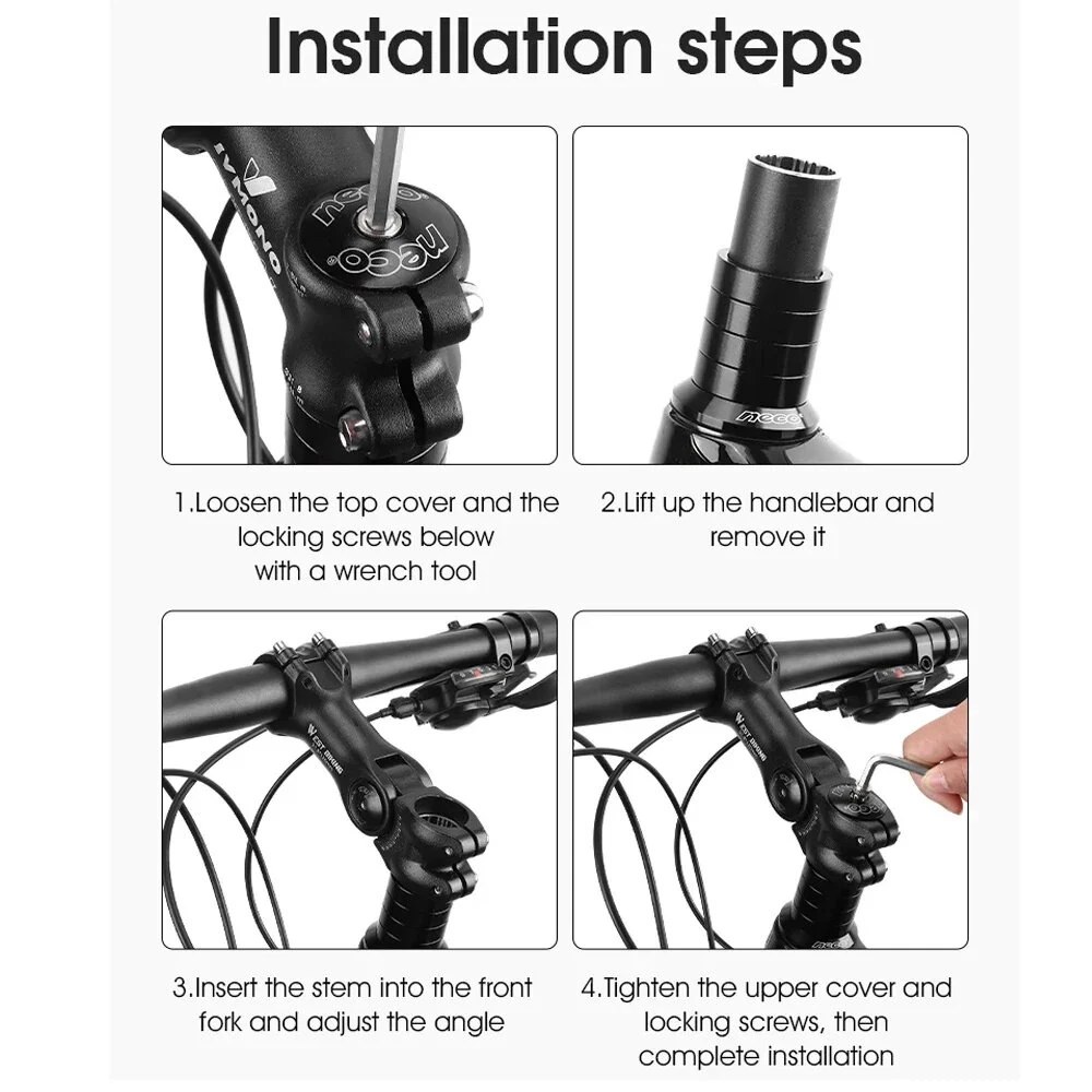 (image for) WEST BIKING 60° Adjustable Bicycle Handlebar Booster 25.4mm Aluminum Alloy Bike Front Fork Stem Adapter
